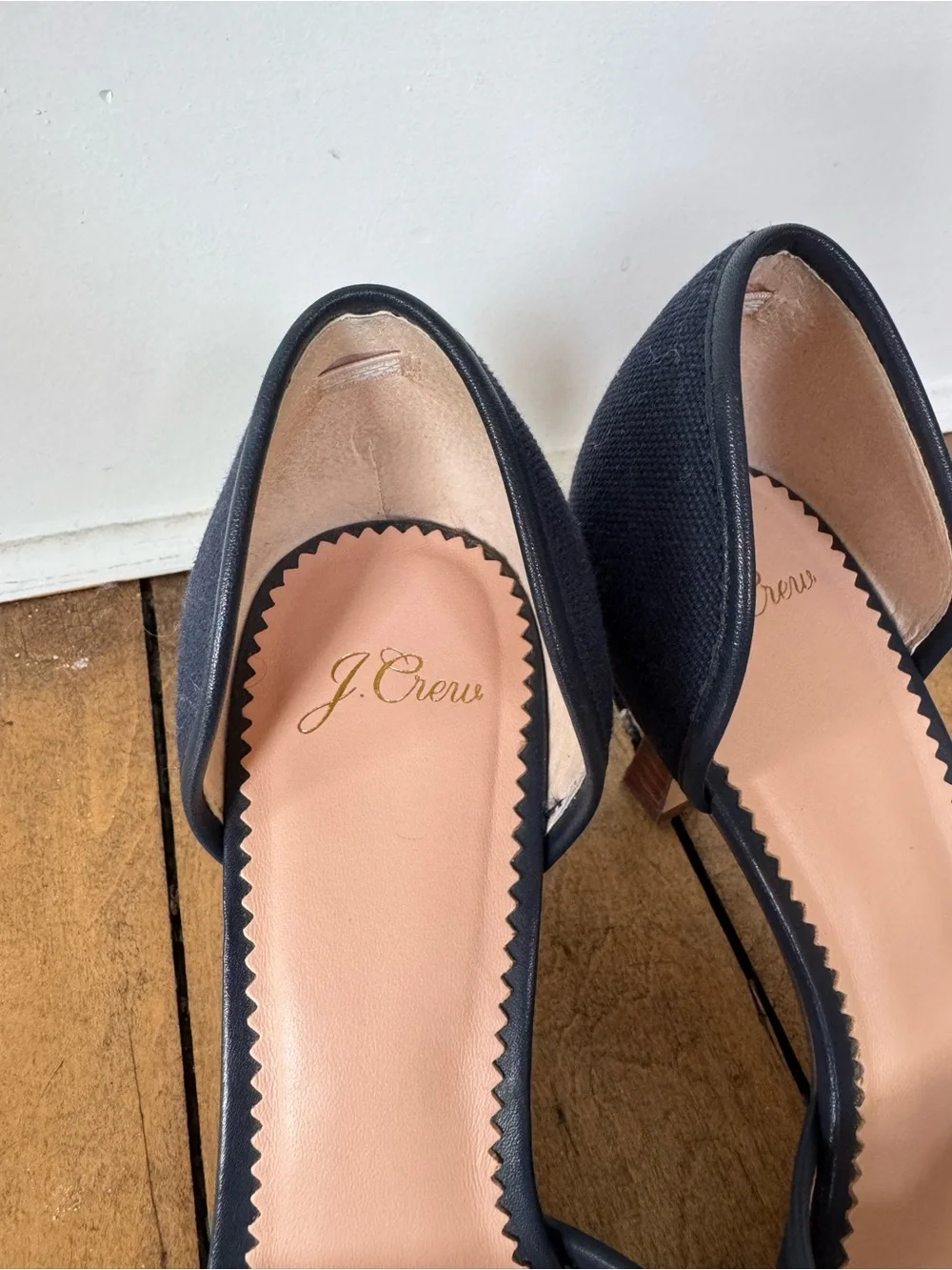 J. Crew Navy Canvas cross-strap midheel sandals Heels 7